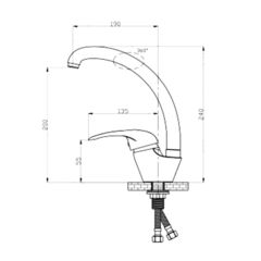 Смеситель для кухни, РМС, с картриджем, чер, SL135BL-011F