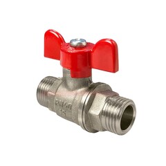 Кран латунный шаровой Valfex.219.NB1 11Б27фт1М, DN 15, PN 40 никелированный штуцер-штуцер, бабочка