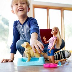 Набор Барби с собакой и новорожденными щенками, блондинка