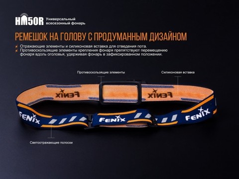 Фонарь светодиодный налобный Fenix HM50R, 500 лм, аккумулятор*