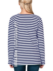 Купить теплую тельняшку - Магазин тельняшек.ру 8-800-700-93-18 НАЧЕС Тельняшка утепленная ВМФ (темно-синяя полоса) ГОСТ МИНОБОРОНЫ 100% хлопок в Магазине тельняшек