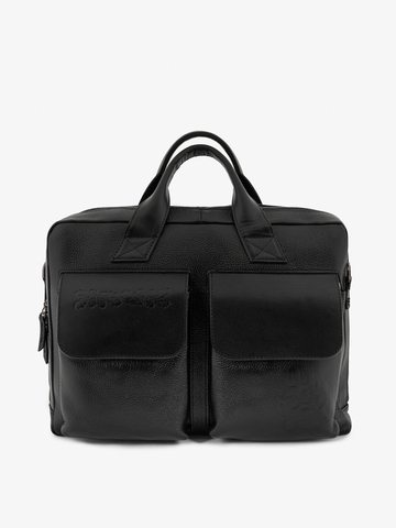 Кожаный портфель чёрного цвета