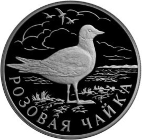 1 рубль. Розовая чайка. Красная книга. 1999 год. Proof