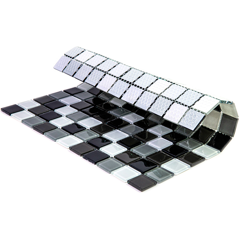 Carbon mix мозаика Bonaparte стеклянная серый коричневый белый квадрат