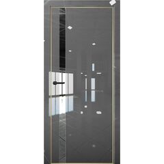 Купить Межкомнатная дверь глянец Pt 7 Платина crystall gray алюминиевая кромка Al Gold Edition остеклённая