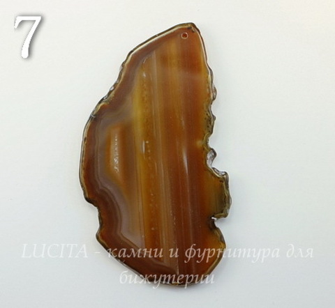 Подвеска Срез Агата (тониров)(цвет- коричневый) (№7 (87х48 мм))