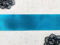 Лента атласная, ш. 3,8 см, тёмно-голубой