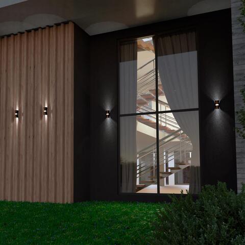 Уличный настенный светодиодный светильник 358936 STREET NT22 черный/золото IP54 LED 4000К 12W 85-265V CALLE