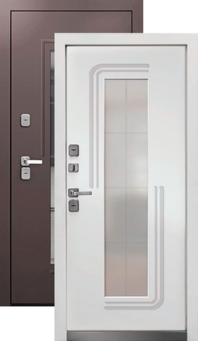 Термодверь входная Феррони Люксор Термо 7, 2 замка, 1,4 мм металл, (шоколад букле+белый эмалит)