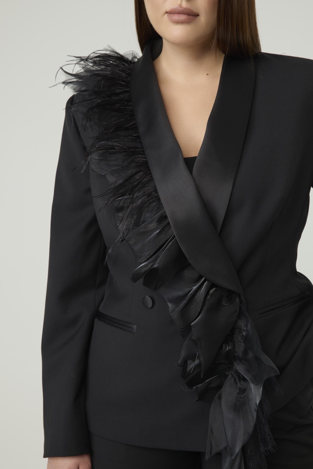 Жакет-смокинг, черный