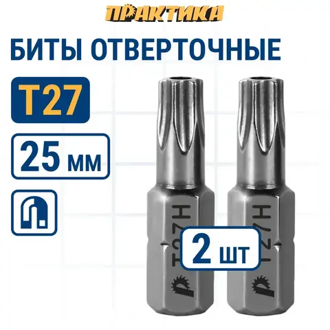 Бита отверточная ПРАКТИКА Профи Torx Tamper-27 х 25мм (2шт) (776-393)