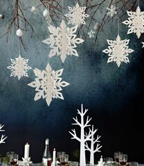 Декоративное украшение подвесное, Снежинки, Белый, 15/20/25 см, 6 шт.