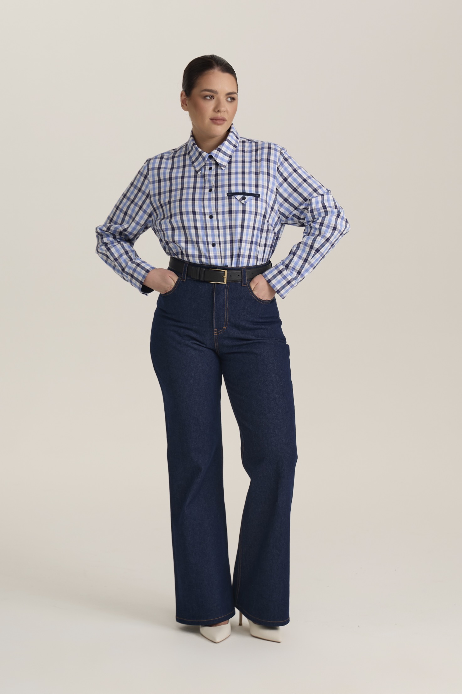 Джинсы расклешенные, темно-синий