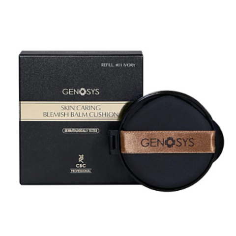 GENOSYS Сменный блок для кушонов GENOSYS| Skin Caring Blemish Balm Cushion Refill, оттенок Ivory Рефил ухаживающего BB-кушона с тонирующим эффектом, тон 01 Ivory