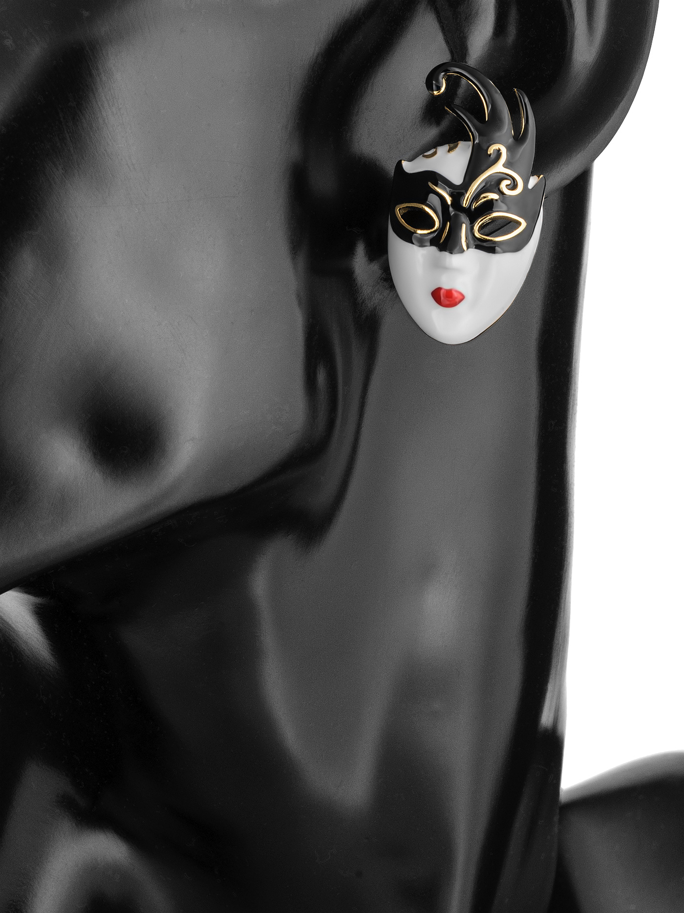 Массивные дизайнерские серьги Маски венецианские