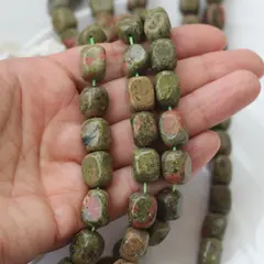 Унакит бусины, 12-15 мм, 1 нить, К105