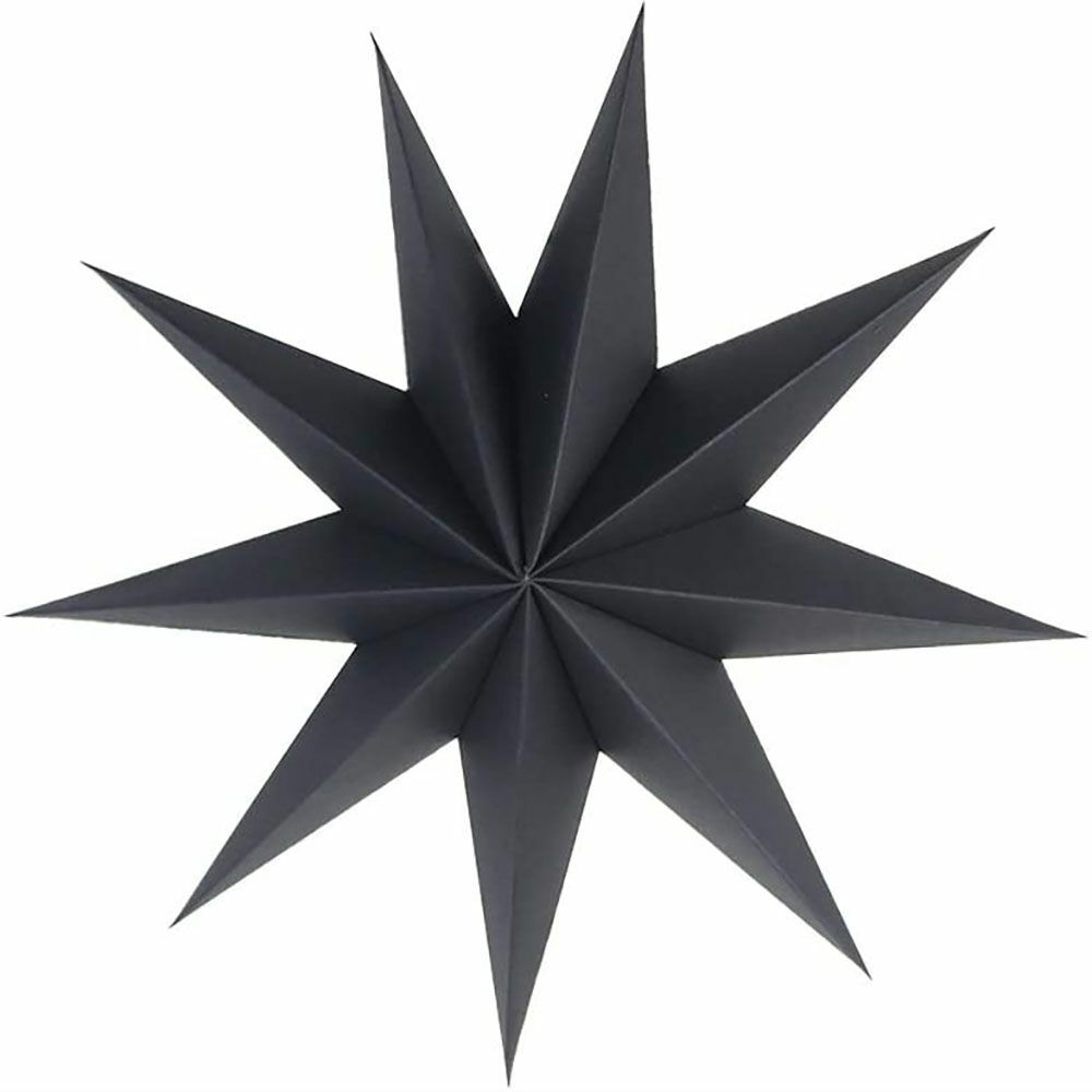 Бумажная звезда, 30 см, 9-конечная, Черный