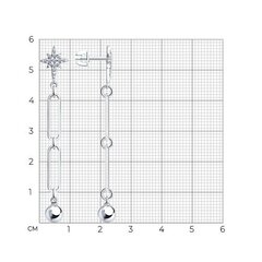 94025856- Серьги длинные Звезды из серебра с подвеской шарик