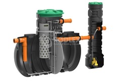 Станция биологической очистки BioBox Aero 5 с принудительным выбросом, насосом в отдельной кнс Родлекс 2000 л./ 1250 л. в сутки / 5 чел. / принудительный сброс / компрессорный аэрация (2140x1160x1710см;152кг;) - арт.559791