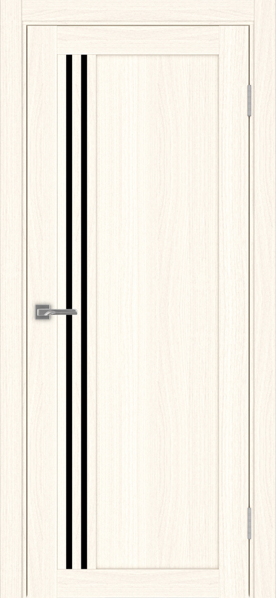 Дверь межкомнатная Оптима Порте Турин 555.21, цвет светлый ясень, экошпон, стекло лакобель черное