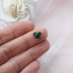 Подвеска Сердце с зелёным фианитом 10 мм, позолота П076