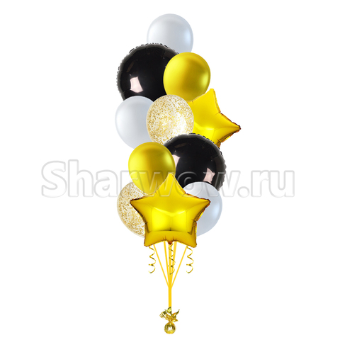 Букет воздушных шаров Черный с золотым