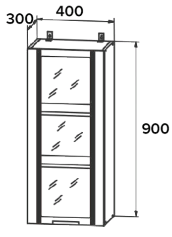 Шкаф верхний вклеенное стекло высокий 400