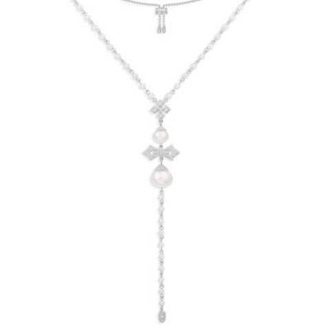AC7038- Колье из серебра Мальтийский крест с подвеской с жемчугом