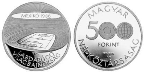 500 форинтов Стадион Чемпионат мира по футболу Мексика 1986 г. Венгрия 1986 г. Proof