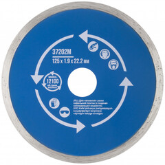 37202М Диск отрезной алмазный сплошной (влажная резка) 125х1,9х5,0х22,2 мм, для работы с кафелем MOS
