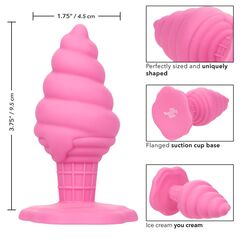 Розовая анальная пробка в виде мороженого Yum Bum Ice Cream Cone Butt Plug - 9,5 см. - 
