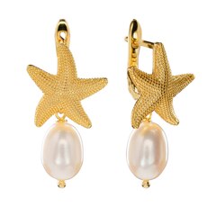 Серьги Морская Звезда c натуральным Жемчугом, gold