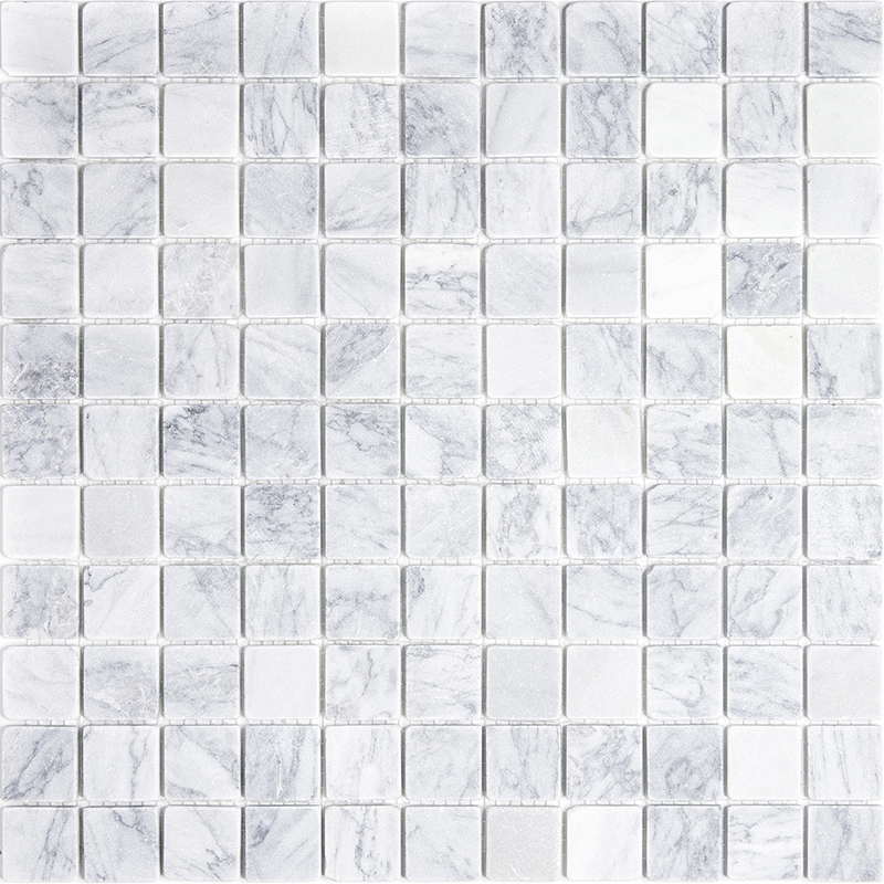 4M088-26T Carrara Мозаика из мрамора 4 мм Natural i-Tilе белый светлый квадрат матовый