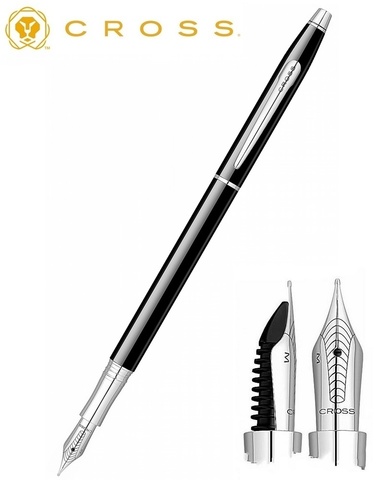 Ручка перьевая Cross Century Black Lacquer, F (AT0086-77FS)