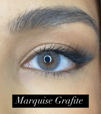 Натуральные темно серые цветные линзы Marquise Grafite / Темно серые линзы для светлых и темных глаз / 12 мес