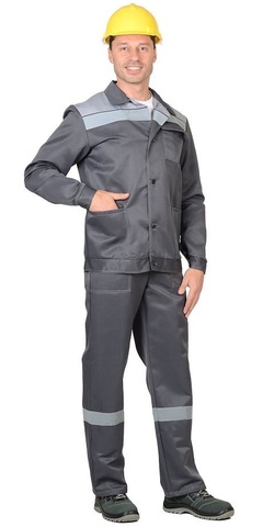 Костюм  куртка полукомбинезон темно-серый со светло-серым