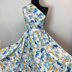 Ткань вискоза белая цветы 3116