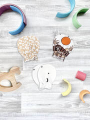 Рукавички-антицарапки Mjölk Sand Leopard/Ночное небо/Dinoworld, сет из 3х пар