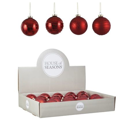 Набор елочных игрушек 18шт 7см House of Seasons Шар Красный 4 вида 84015