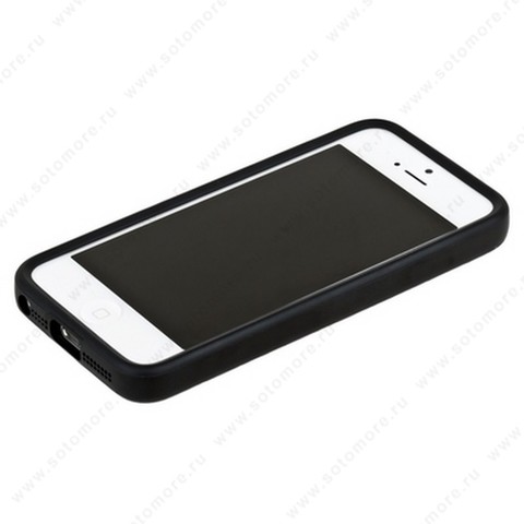 Бампер для iPhone 5C с полосой черный с черной