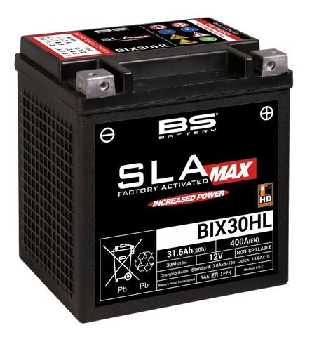 BIX30HL (FA) HD Аккумулятор BS SLA MAX, 12В, 30 Ач, 400 А 166x130x175, обратная (- / +), (YIX30HL)