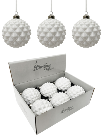Набор шаров 10см 6шт ChristmasDeLuxe белый с блеском