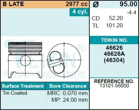 Поршень двигателя TEIKIN 46626A 0.50 (4шт/упак)