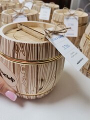 Подарочный бочонок с медом с брендированием для корпоративных подарков
