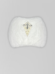 Шапка Анжелика однотонная меховая со стразами