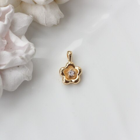 Подвеска Цветок с фианитом 18*12 мм, позолота, П083