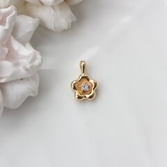 Подвеска Цветок с фианитом 18*12 мм, позолота, П083