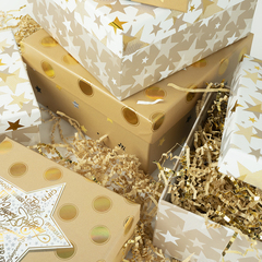 Коробка одиночная, Квадрат, Звезда и горошек, Бежевый, 15,5*15,5*7,5 см, 1 шт.