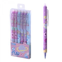 
          Ручка гелевая пиши-стирай, автоматическая Alingar "Космос", 0,5мм, синяя, игольчатый наконечник, круглый цветной пластиковый корпус, пласт. уп.