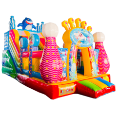 Коммерческий надувной батут с горкой «В гостях у моря», 8*4*5 м